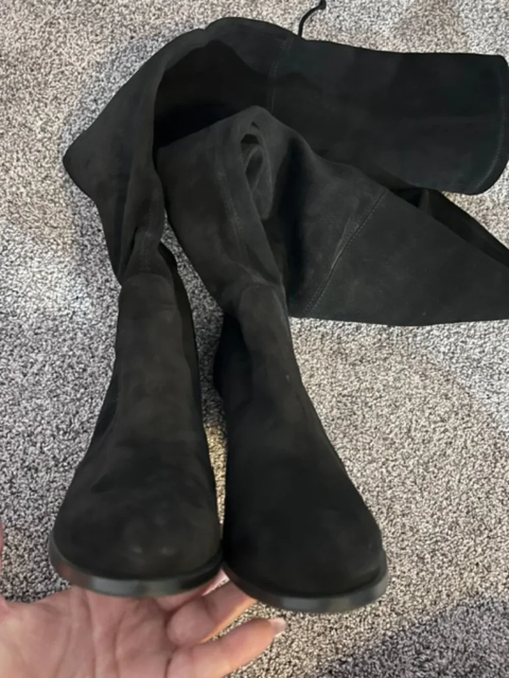 New Stuart Weitzman Highland Suede Over-the-Knee Womens Black Boots Sz 9